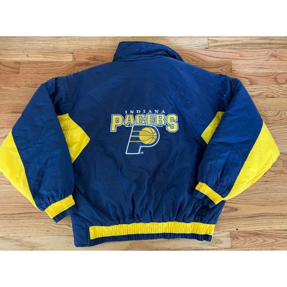 Vtg Pacers Chalk Line Pullover Quilted Jacket 3/4 Snap Button Adult Large - Picture 5 of 7